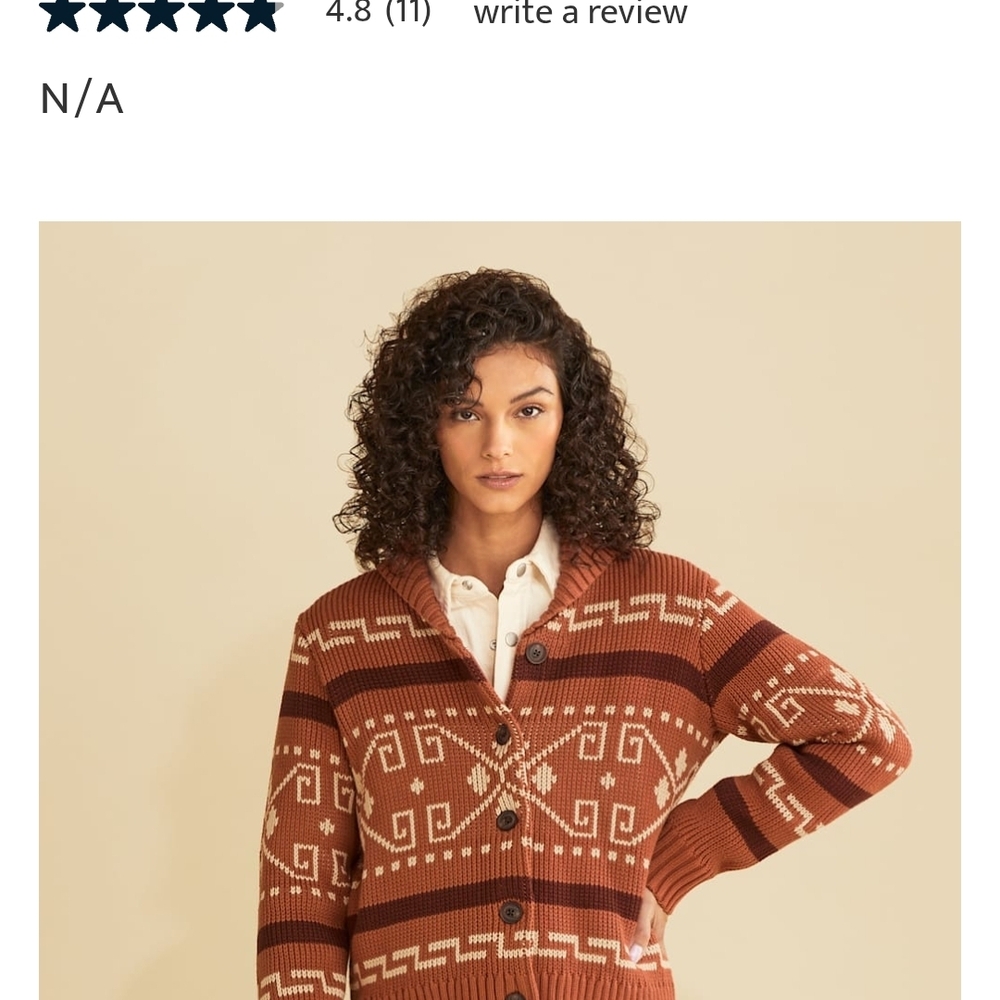 Pendleton Rust and Cream Patterned Shawl-Collar Cardigan - Picture 4 of 8